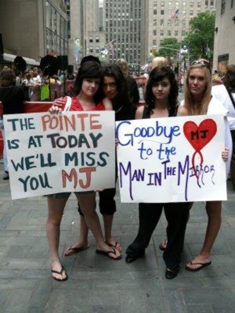 Fans at the TODAY Show Plaza Friday mourn Michael Jackson.